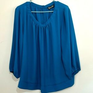 New York and Company XXL Button-Back Blouse - 7th Avenue Teal